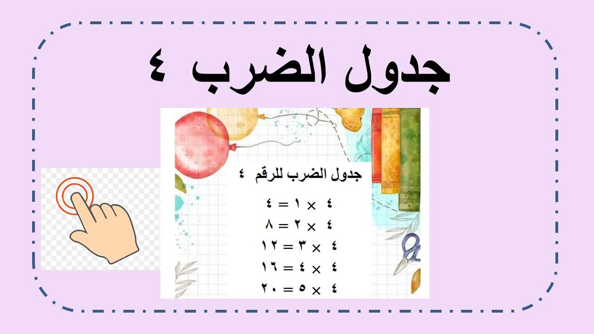  جدول ضرب ٤  